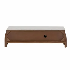 Meuble TV en bois d'acacia et terrazzo Kaelis