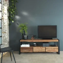 Meuble TV en bois d'acacia 3 tiroirs Tree