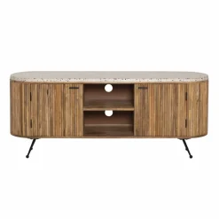 Meuble TV en bois de manguier et terrazzo Ambrine