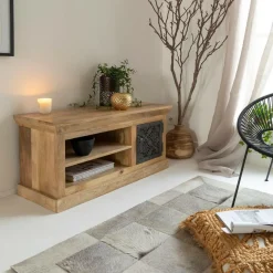Meuble TV en bois de manguier et métal Sahara