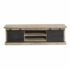 Meuble TV en bois de manguier brossé et métal 160 cm Helsinki