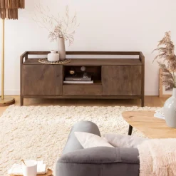 Meuble TV en bois de manguier marron Emile