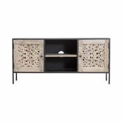 Meuble TV en bois de manguier blanchi Lila