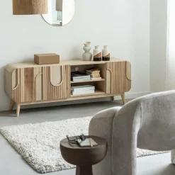 Meuble TV en bois de paulownia Nilo