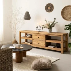 Meuble TV en bois de pin recyclé Blaise