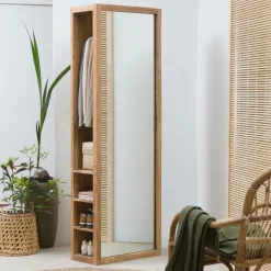 Miroir avec rangements bois d'acacia Salta