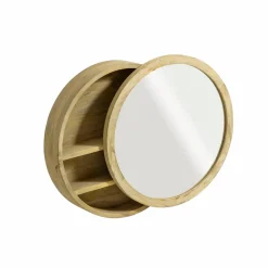 Miroir avec étagères en bois de manguier clair Juliet