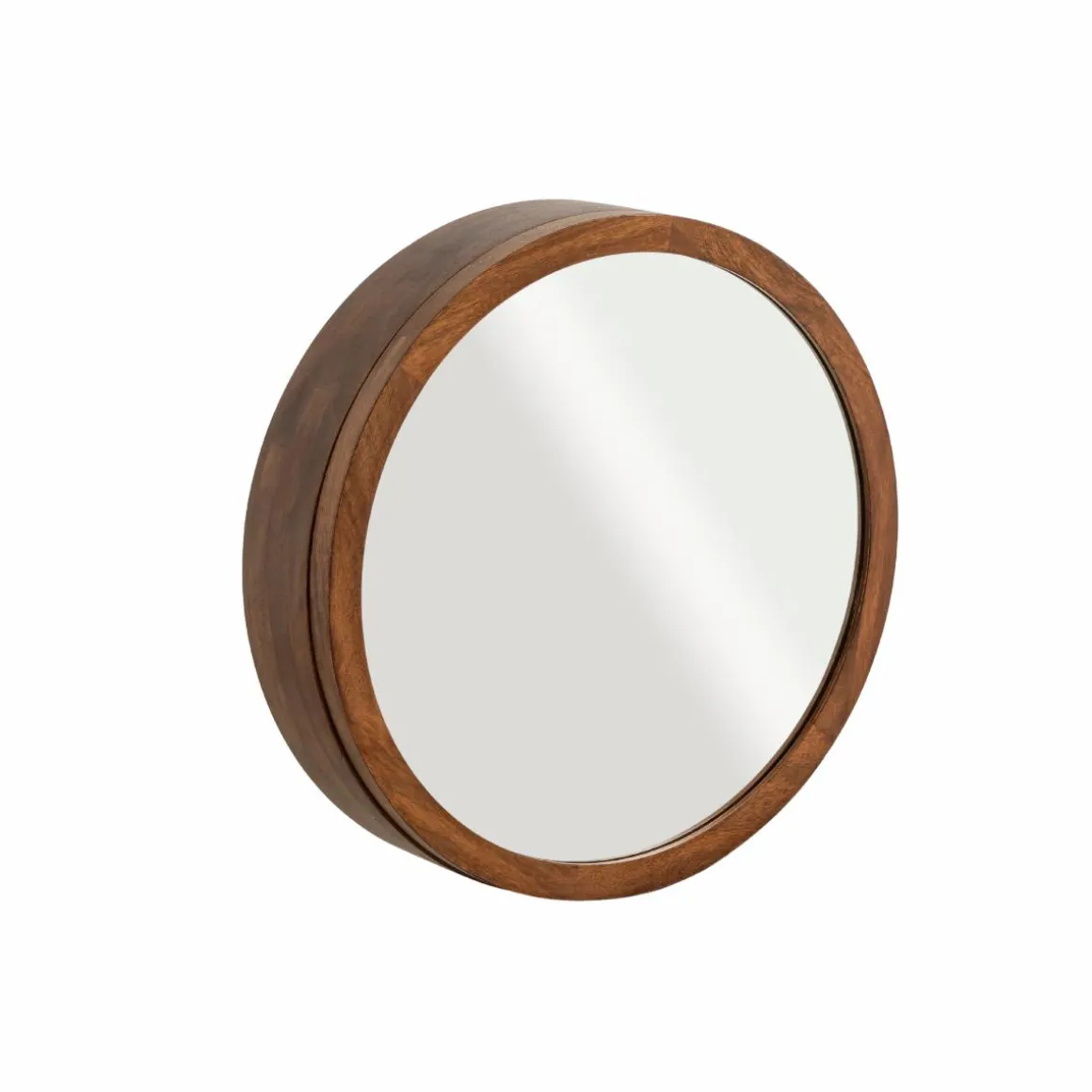 Miroir avec étagères en bois de manguier foncé Remick