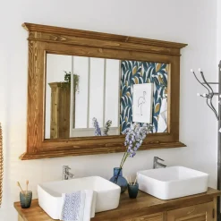 Miroir en bois de pin ciré miel Manel