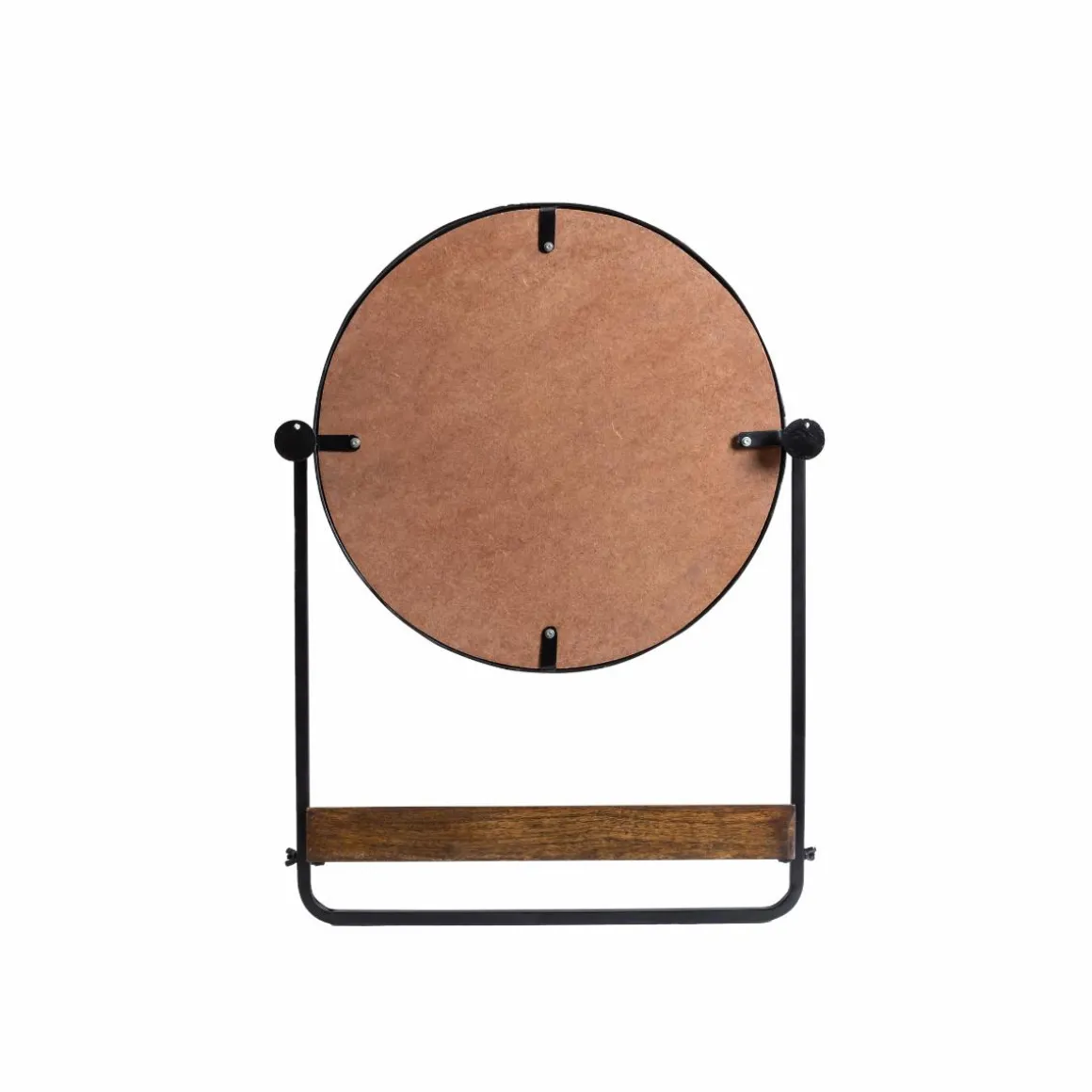 Miroir rond avec étagère en bois et métal Gary