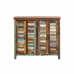 Petit buffet à  lattes en bois coloré Ethnik