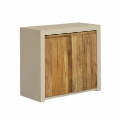 Petit buffet 2 portes en bois effet béton et bois recyclé Dalva