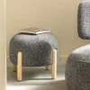 Petit tabouret en tissu bouclette gris foncé Nério