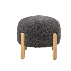 Petit tabouret en tissu bouclette gris foncé Nério