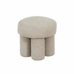 Petit tabouret en tissu écru Toby