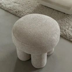 Petit tabouret en tissu écru Toby