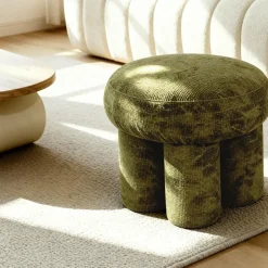 Petit tabouret en tissu kaki Toby