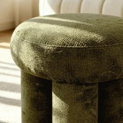 Petit tabouret en tissu kaki Toby
