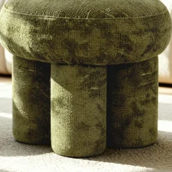 Petit tabouret en tissu kaki Toby