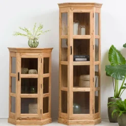 Petite vitrine d'angle en bois d'acacia Esmée