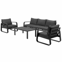 Salon de jardin 5 places gris foncé Auguste