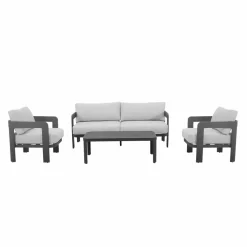 Salon de jardin en aluminium gris foncé Loréa