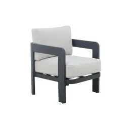 Salon de jardin en aluminium gris foncé Loréa