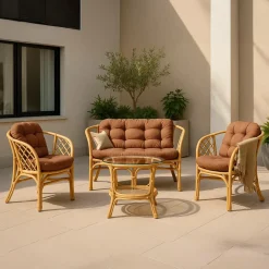 Salon de jardin en rotin terracotta 4 places Rattan