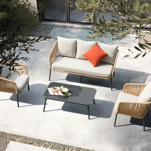 Salon de jardin gris à cordes 5 places Sayen