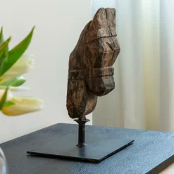 Sculpture en bois et métal Léonie