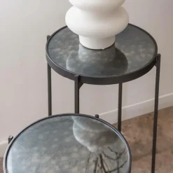 Sellette gigogne en métal et en verre Florian