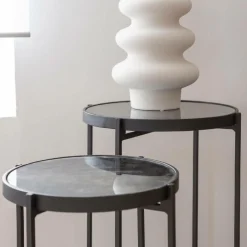 Sellette gigogne en métal et en verre Florian