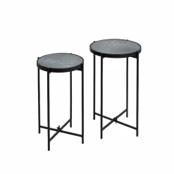 Sellette gigogne en métal et en verre Florian