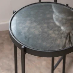 Sellette gigogne en métal et en verre Florian