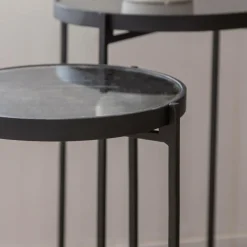 Sellette gigogne en métal et en verre Florian