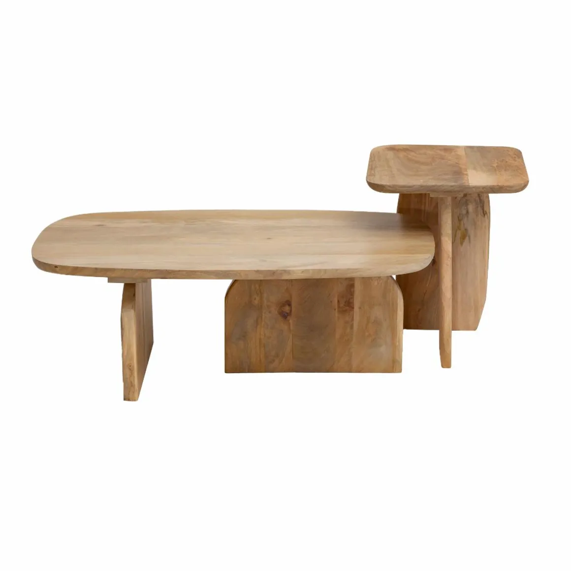 Set de 2 tables basses en bois de manguier Tom