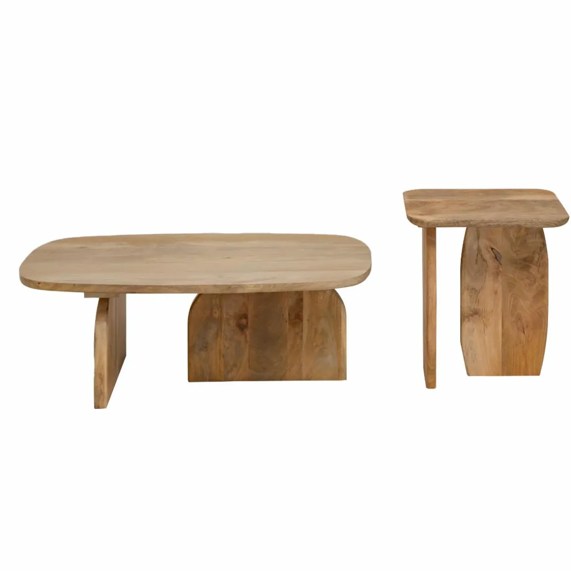 Set de 2 tables basses en bois de manguier Tom