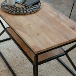 Table basse à  double plateau en bois d'acacia Flavia