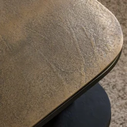 Table basse avec plateau en aluminium doré et métal noir Victoria