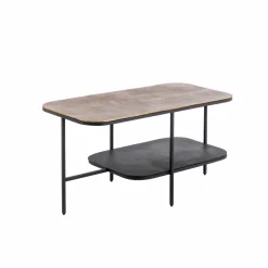 Table basse avec plateau en aluminium doré et métal noir Victoria