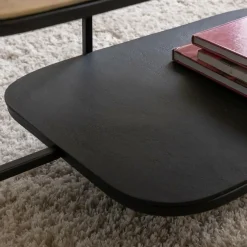 Table basse avec plateau en aluminium doré et métal noir Victoria