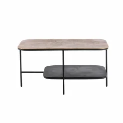 Table basse avec plateau en aluminium doré et métal noir Victoria