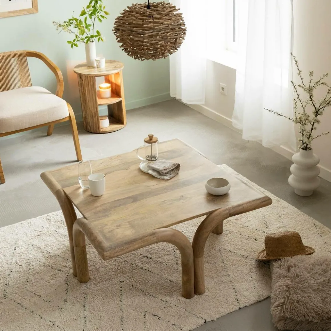 Table basse carré en bois de manguier Zola