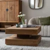 Table basse carrée à double plateau en bois recyclé Blaise