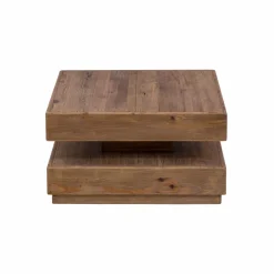 Table basse carrée à double plateau en bois recyclé Blaise