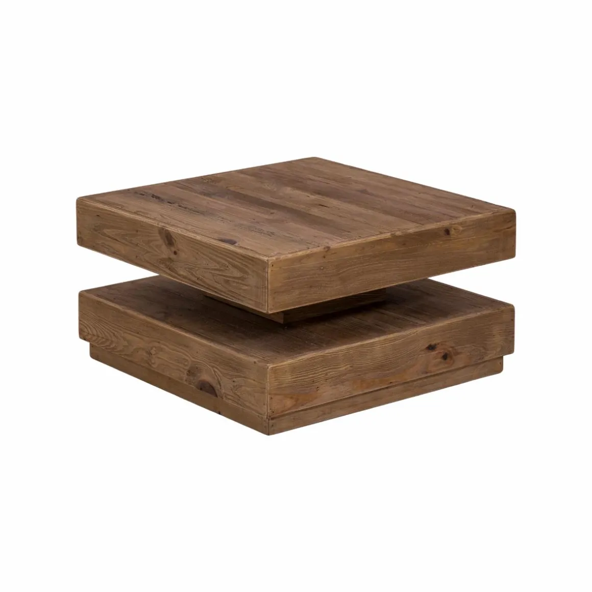 Table basse carrée à double plateau en bois recyclé Blaise