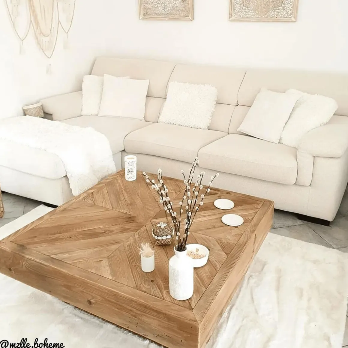 Table basse carrée en bois recyclé Blaise