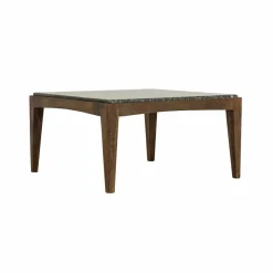 Table basse carrée en bois de manguier et marbre noir Ilithe