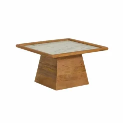 Table basse carrée en bois de manguier et marbre Adler