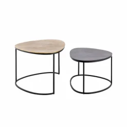 Table basse gigogne en aluminium doré et métal noir Victoria